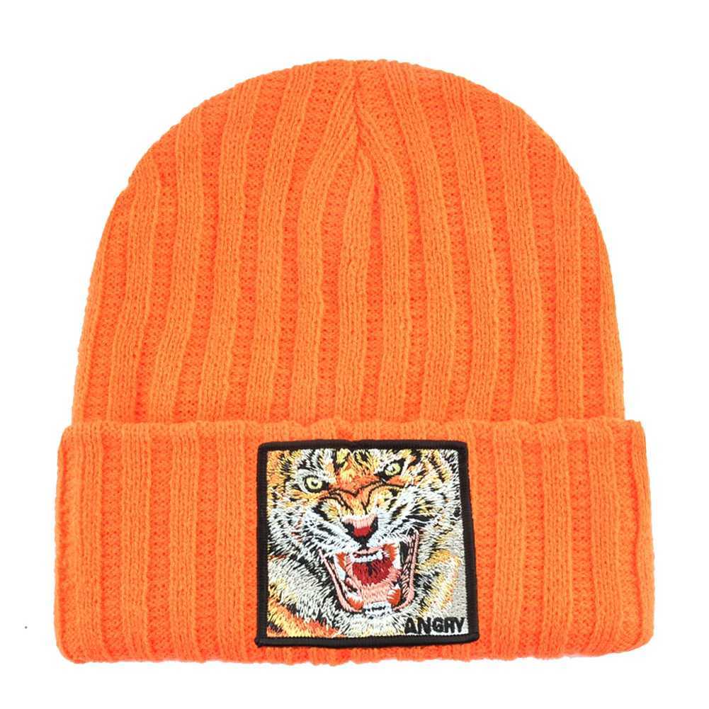 New Fashion Knitted Beanie Hats With broidery Tiger Patch Hip Hop Sklies Beanies Men Wen Winter Knit Solid Color Ski HatW251023