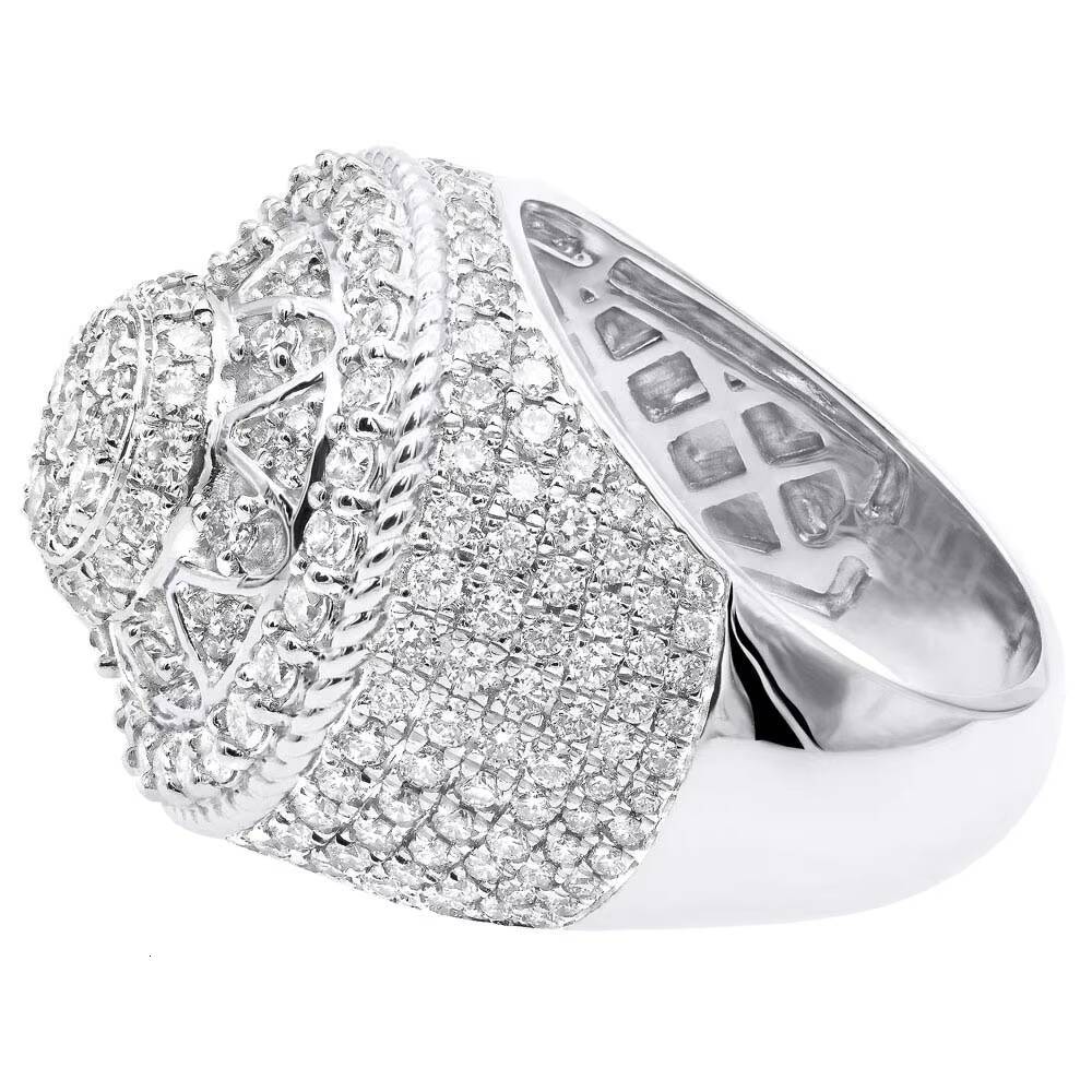 New Hip Hop Style Moissanite VVS Clarity Diamond Studded In 925 Silver Ring Special Design For Mens