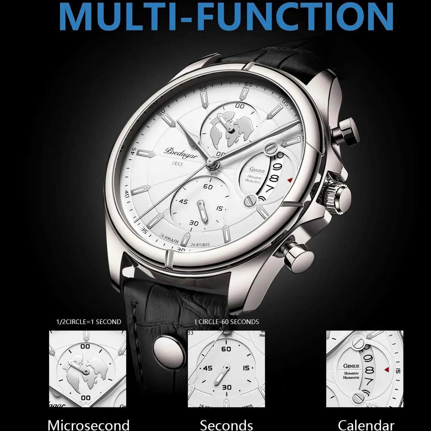 POEDAGAR Luxury Man Wristwatch Chronograph Date Waterproof Leather Men Watch Casual Quartz Mens Watches Sports Male Clock RelojL251023