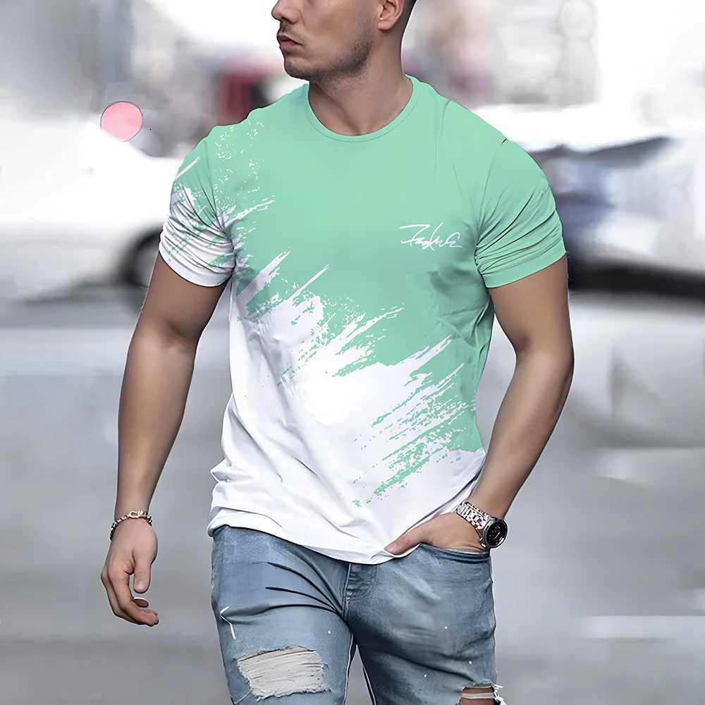 Hot selling summer mens balanced color letter print comfortable and breathable round neck Tshirt outdoor urban casual topXJ251023