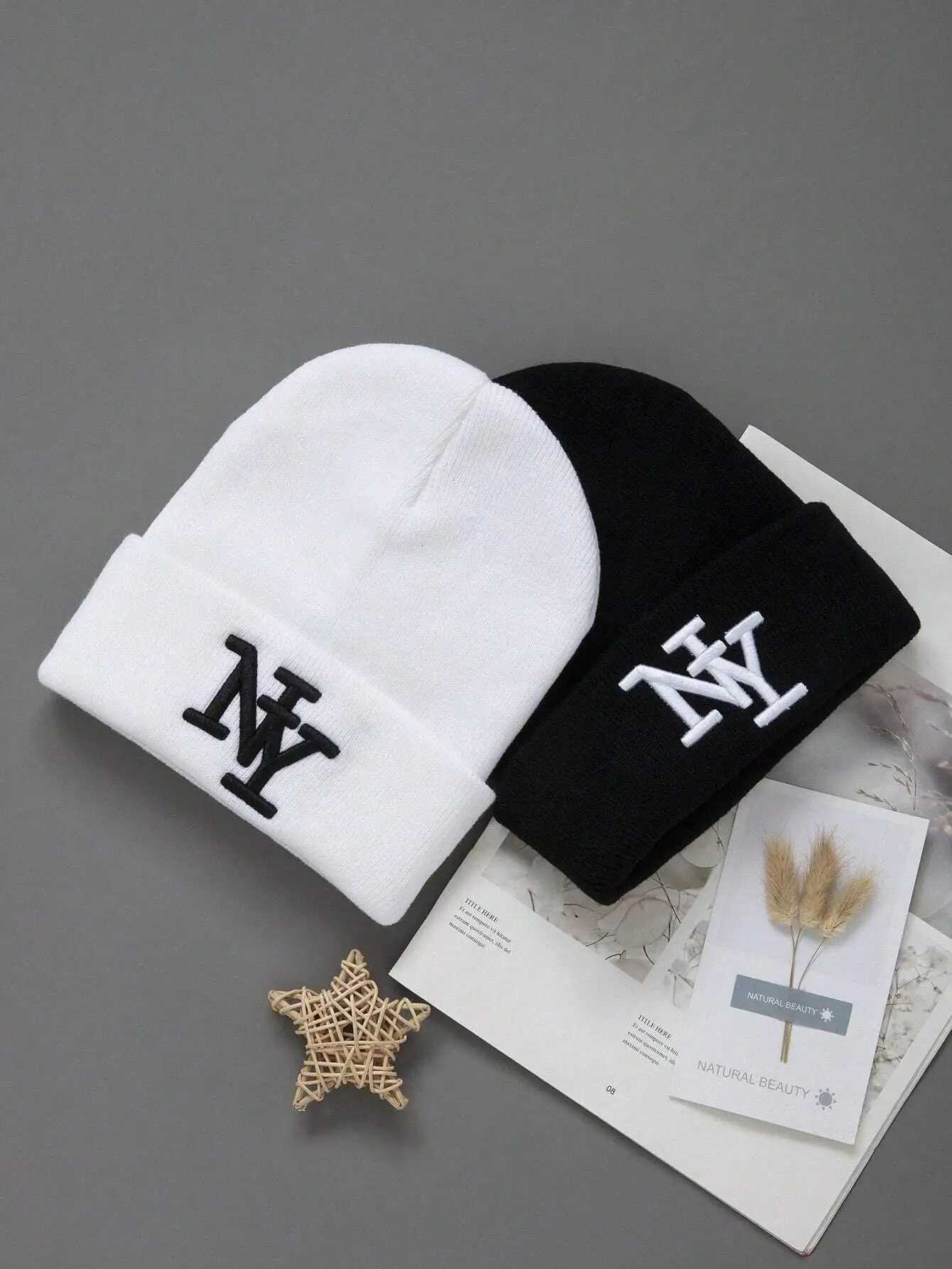 1 letter embroidered fashionable highend windproof knitted beanie hat suitable for both men and women hiphop elastic hat suXJ251023