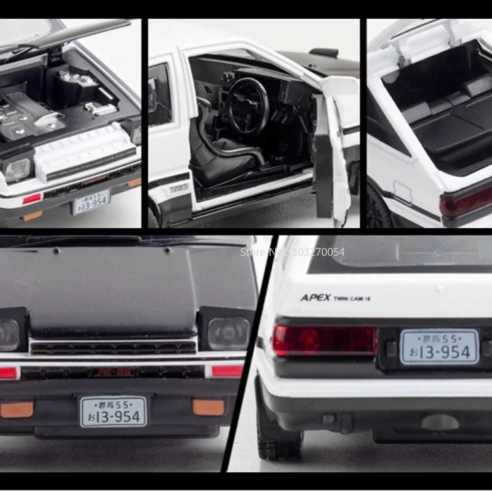 132 AE86 Minicar Alloy Diecast Model Car Toys Pull Back Sound Light Doors Openable Toys Series Boys Birthday Gifts CollectionT251023