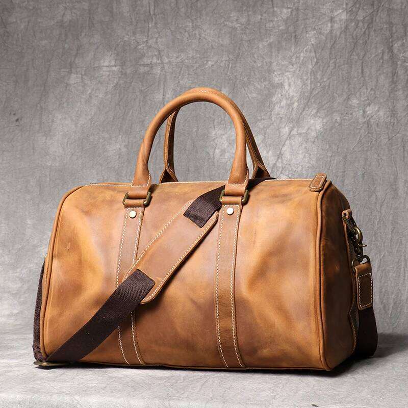 Vintage Men's Cowhide Leather Business Short-distance Carry Hand Lage Large-capacity Travel Bag Simple Messenger Bags