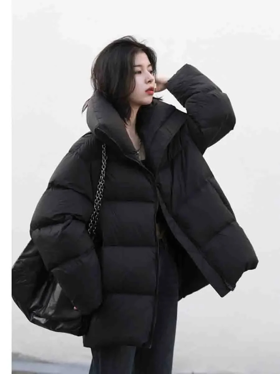 CHIC VEN Womens Down Coats Korean Stand Collar Simple Solid Color Warm Casual Jackets Soft Fashion Female Clothing Winter 251020