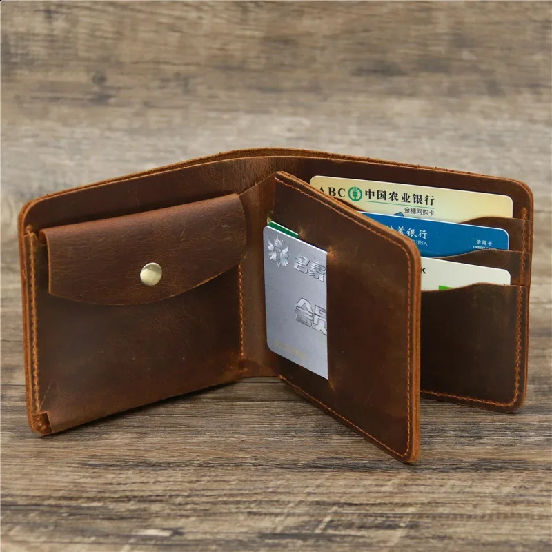 Genuine Leather Mens Wallet with Coin Pocket Minimalist Bi Fold Pure Leather Wallet for Men251023