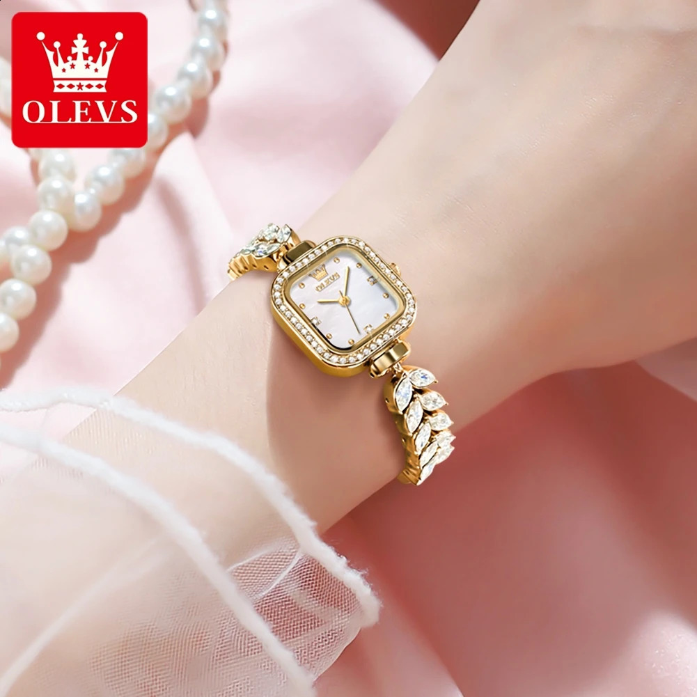 OLEVS 9987 Womens Watch Square Dial Waterproof Quartz Watch For Women Original Elegant Ladies Wristwatch Steel Strap 251027