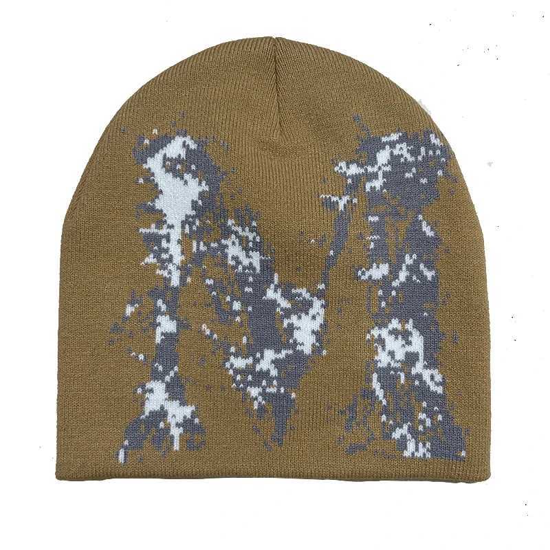 Y2K M Letter Knit Beanie Unisex Winter Skull Cap for Outdoor Street Hip Hop FashionXJ251023