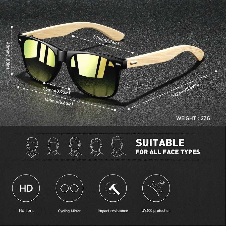 Fashion Bamboo Wood Vintage Square Sunglasses Wooden Men Women Luxury Brand Designer Sun Glasses Driving Fishing UV400 EyewearW251023