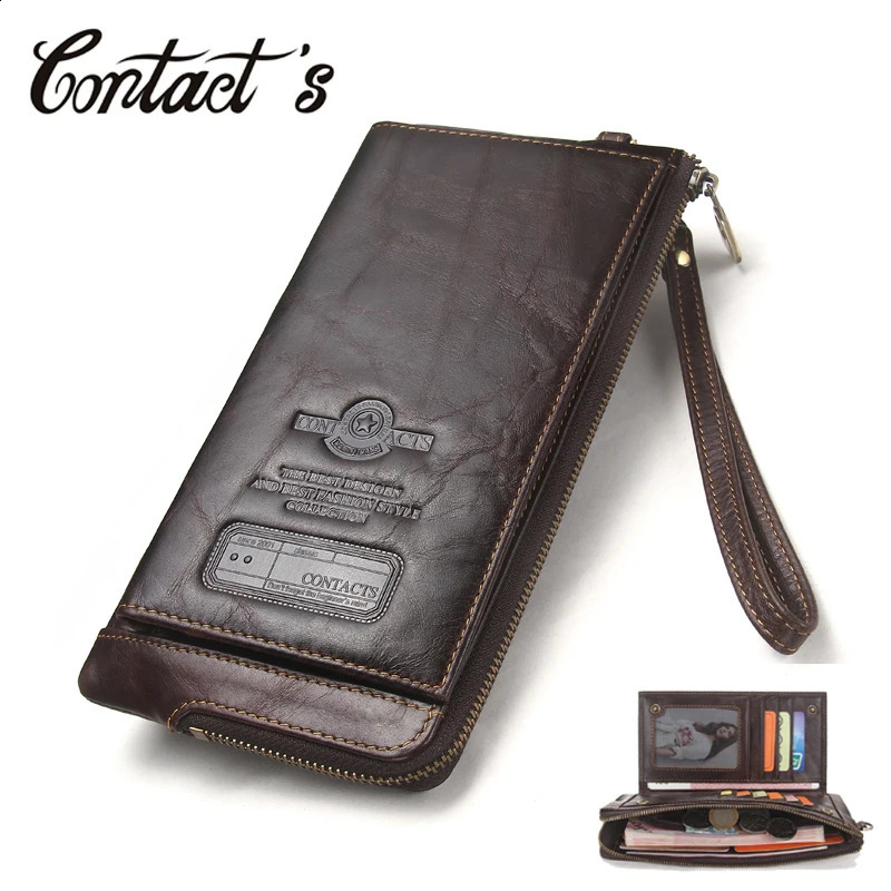 Men Wallet Clutch Genuine Leather Rfid Wallet Male Organizer Cell Phone Clutch Bag Long Coin Purse Free Engrave251023