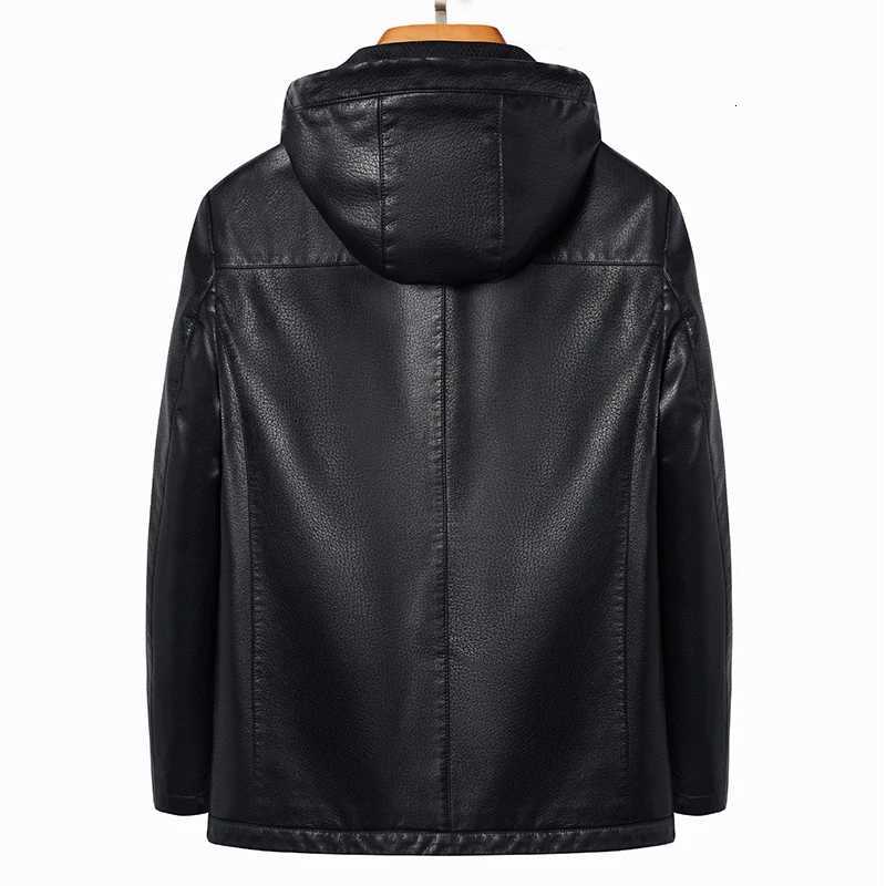 2024 High Quality Hooded Leather Fashion Handsome Trend Solid Color Casual Dad Motorcycle Leather Jacket Upscale M4XL W251023