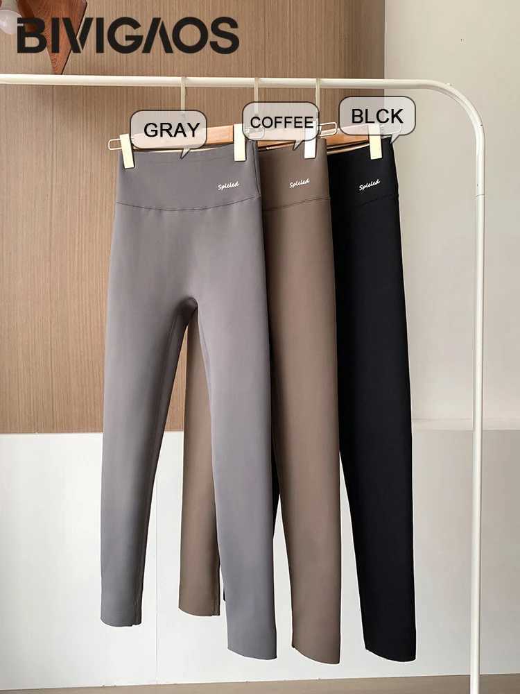 BIVIGAOS New Autumn Winter Alpaca Velvet Shark Leggings Womens Fleece Thickened Warm Leggings Seamless Casual LeggingsT251023