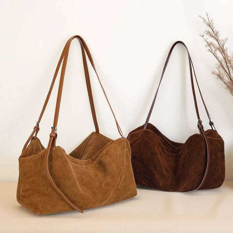 Women S Suede Cow Genuine Leather Shoulder Bags Ladies Soft Cowhide Crossbody Bag Female Design Lazy Commuting Handbag High Quality High Quality