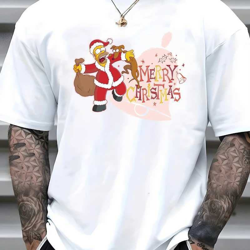 Summer Mens Pattern Tshirt Santa Claus Homer Printed Pattern Text Mens ShortsLeeved Roundneck TshirtXJ251023