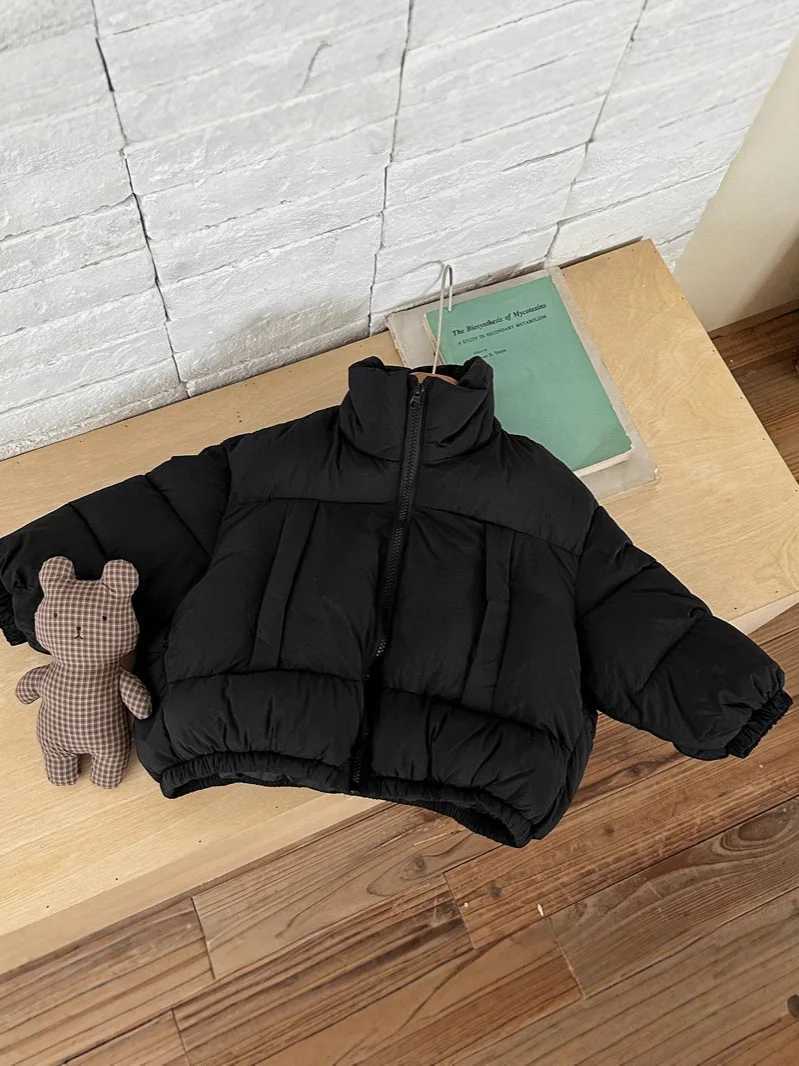 2025 Winter New Children Cotton Padded Jacket Solid Boys Thick Warm Windproof Coat Girls High Neck Zipper Jacket Kids Clothes Y251023