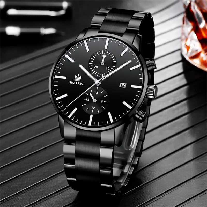 Mens Fashion Business Quartz Watch Fashion Fake Three Eye Six Pin Calendar Men Watch Stainless Steel Belt Men WatchesL251023