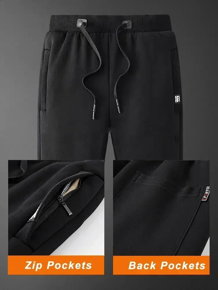 Winter Mens Sweatpants Thick Warm Fleece Joggers Sportswear Zip Pockets Cotton Casual Track Pants Plus Size 6XL 7XL 8XL 251023