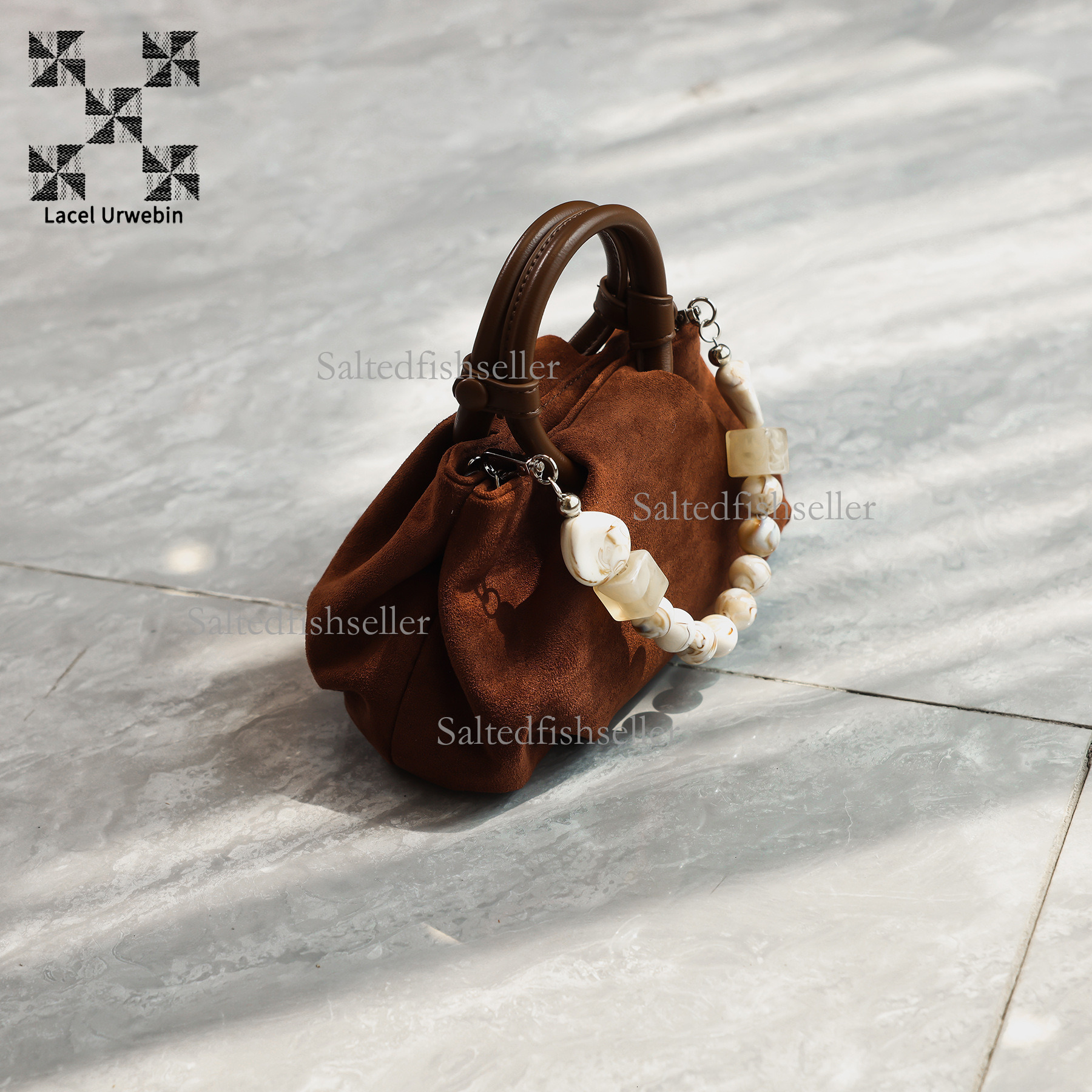Lacel Urwebin Design Women's High-end Pleated Cloud Bag Fashion Luxury New Pearl Chain Handbag Trendy Brand Versatile Frosted Leather Shoulder Cr