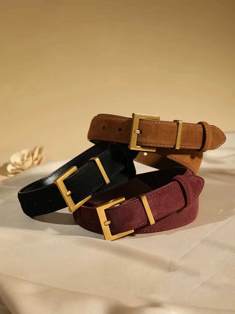 Fashion Suede Cowhide Womens Belts Genuine Leather 28cm Wide Belt Metal Buckle Women Belt Matched Dress Jeans Skinny GirdleXJ251023