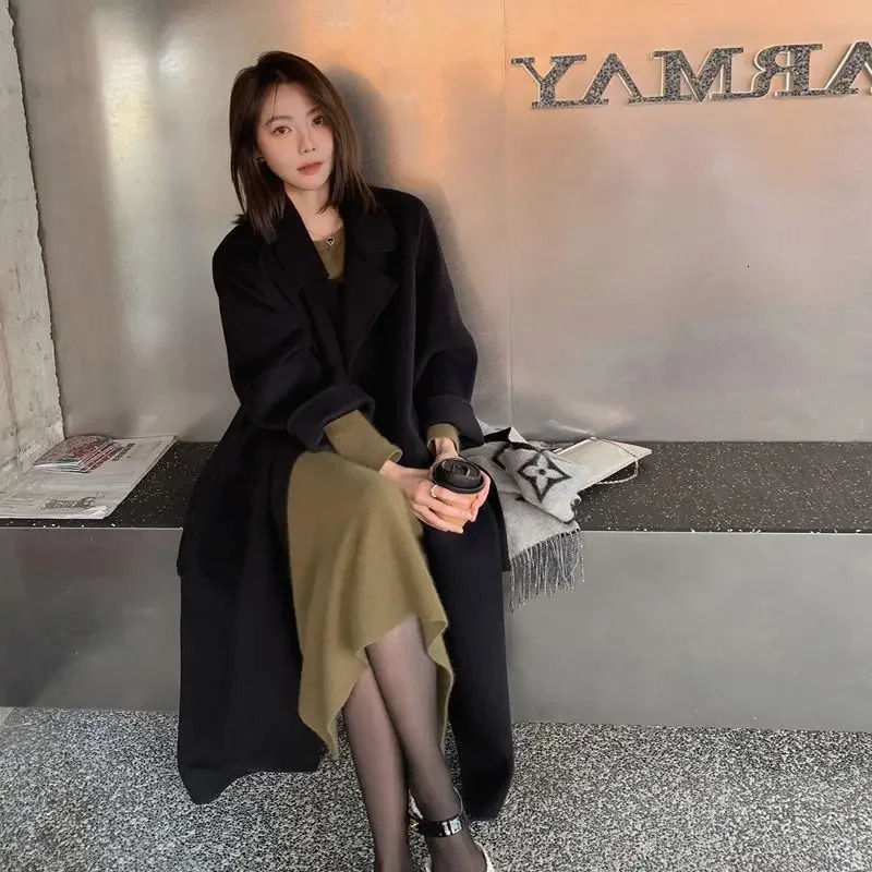 Plus Size Of The Season Womens Woolen Coat Medium Length Versatile Small Size Tweed Outerwear Autumn Winter Fas 251020