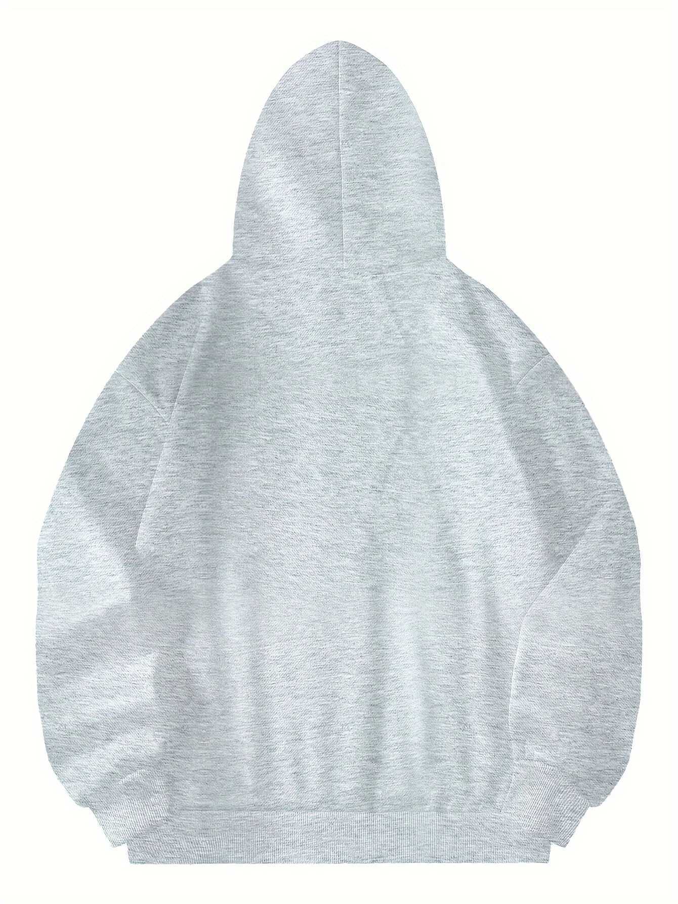 Mens autumn and winter casual fashion loose letter blessed print long sleeved hooded sweatshirt warm pulloverT251023