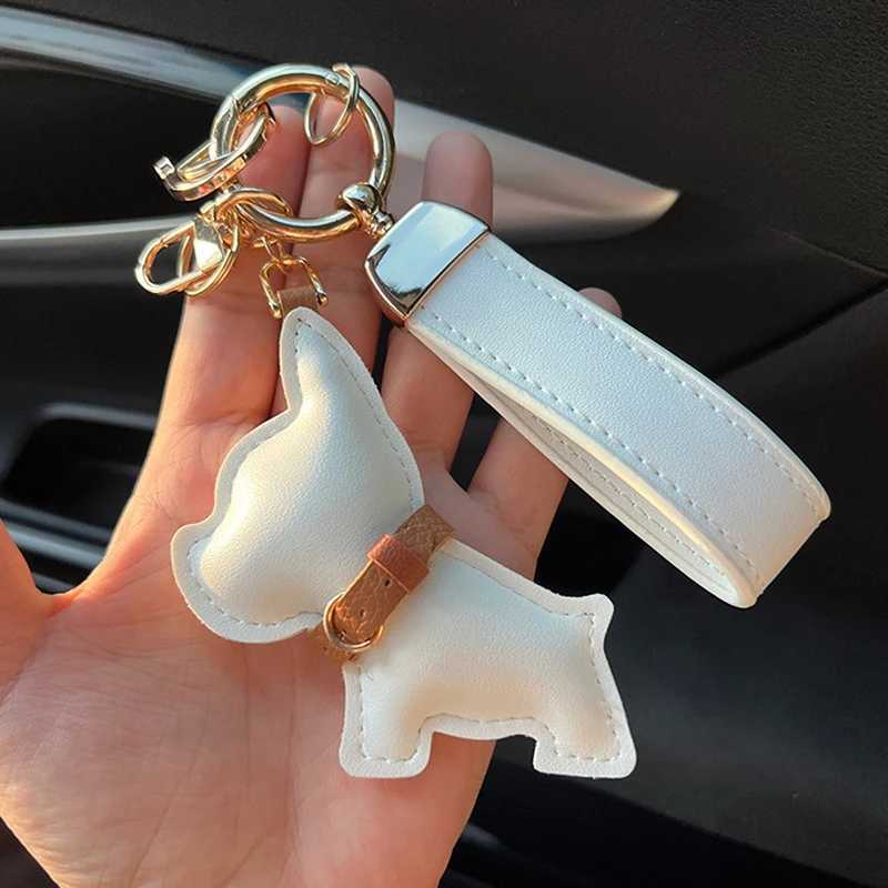 Trendy Leather Car Keychain Adorable French Bulldog Puppy Perfect Bag Pendant Gift Z251023