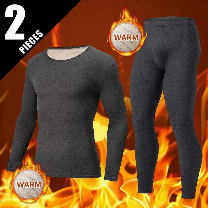 2piece AutumnWinter Mens Solid Color Thick Warm Underwear Suit Comfortable and Versatile Youth Leisure Sports Matte Base Set 251023