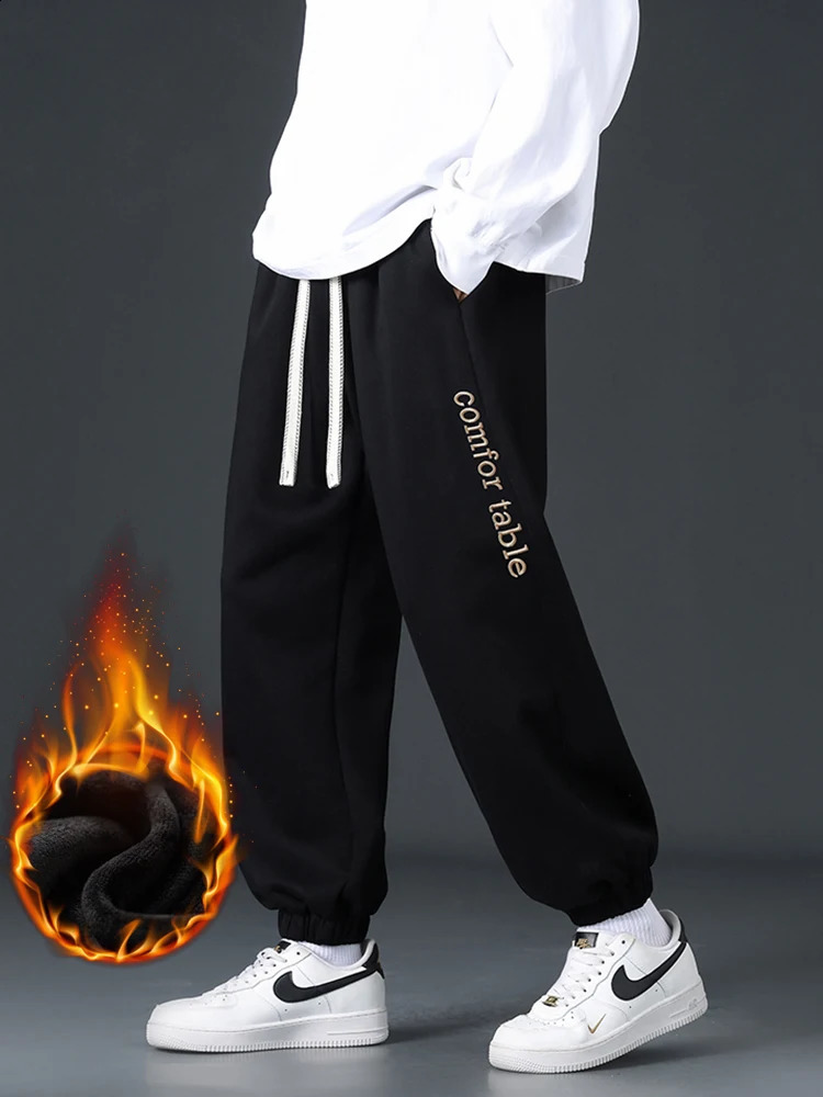 Mens Winter Fleece Jogger Pants AnkleLength Thick Warm Knitted Sweatpants with Letter y Sport Pant Asian Size M8XL 251023