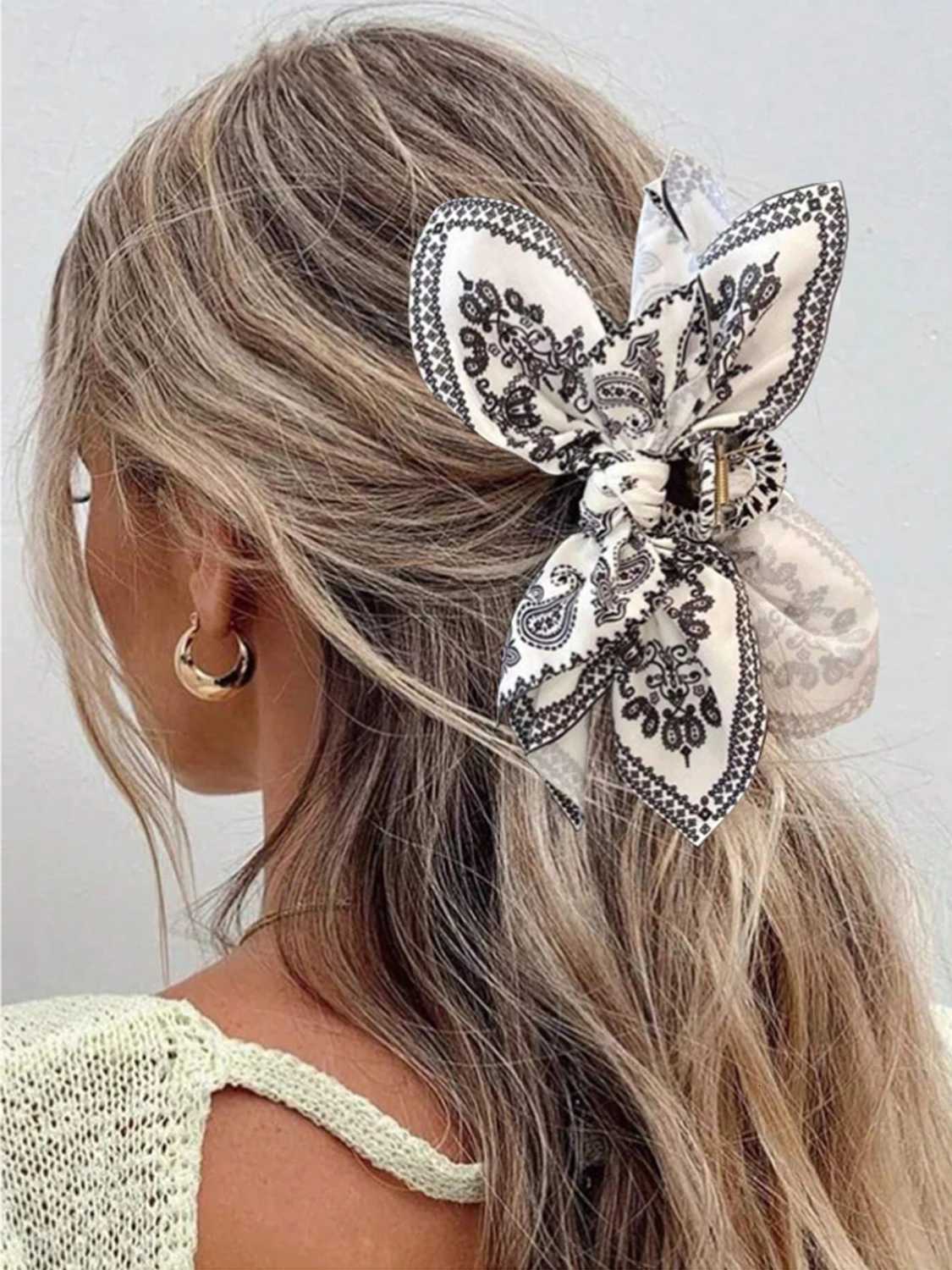 1pcs bohen versatile unique hair clip cashew wer bow grab clip sweet shark clip resort ponytail clip fashion heaear Y251023
