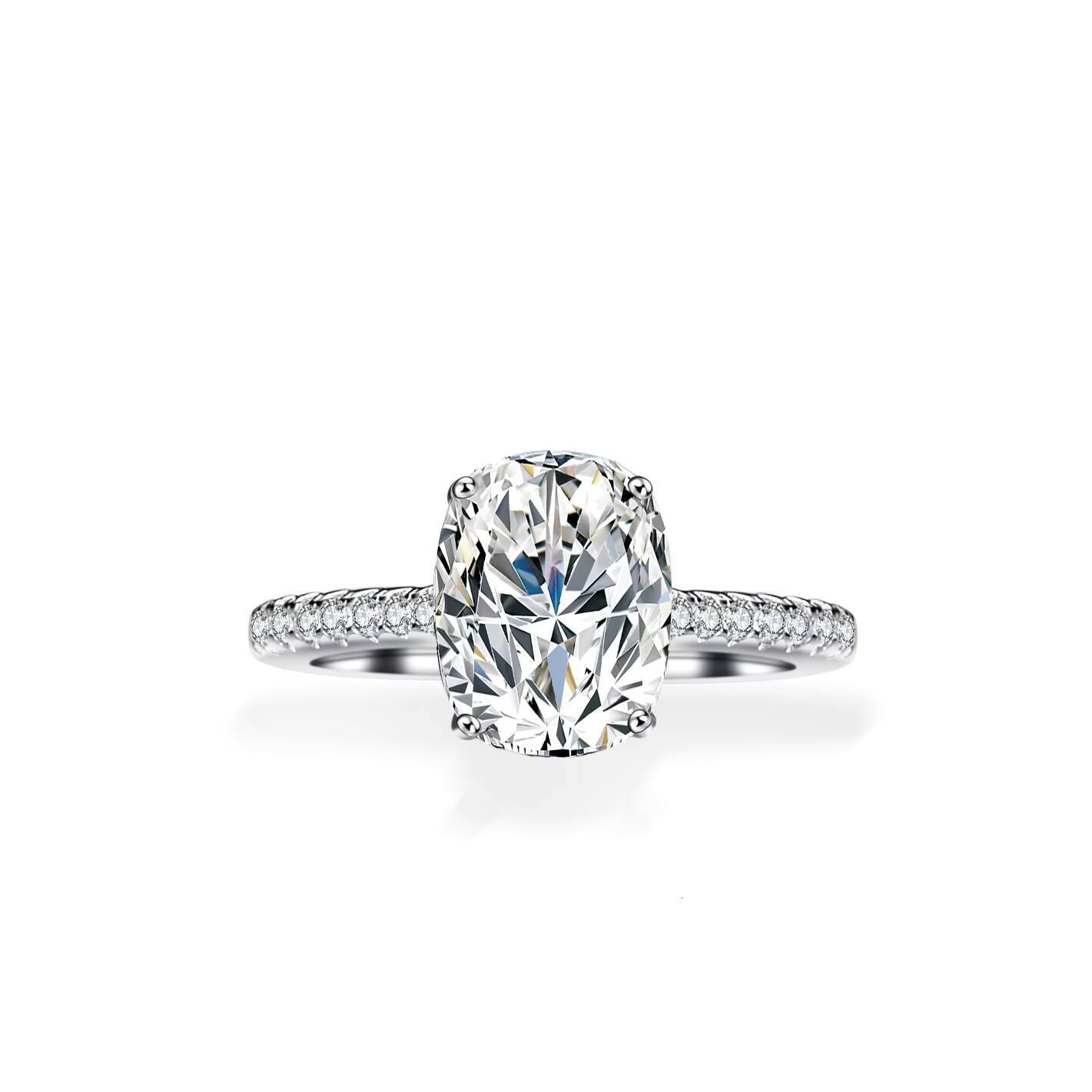 Adodo Wholesale Luxury 2CT Rectangle Cut Moissanite Rings Moissanite Jewelry Pass Diamond Tester 925 Silver Fine Ring for Women