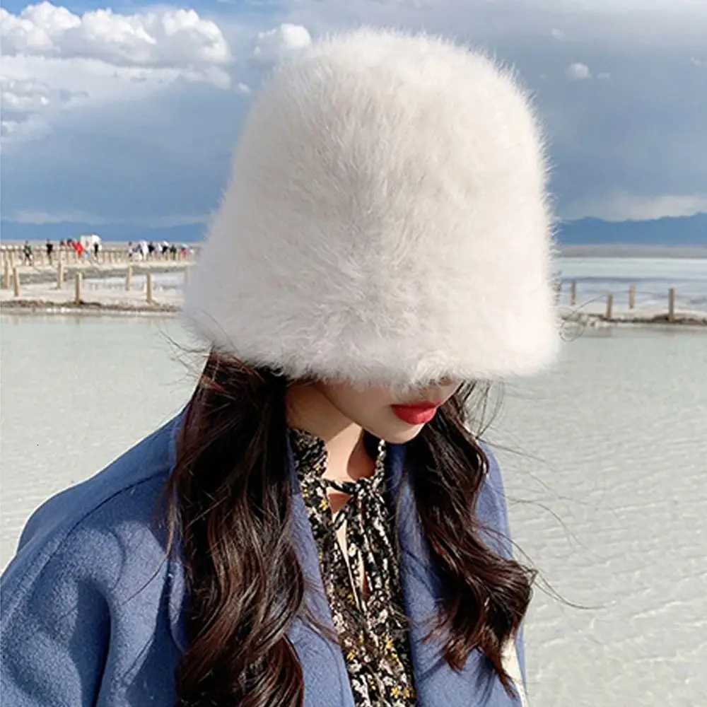 Outdoor Plush Bucket Hat Warm Soft Panama Hat Furry Winter Basin Sun for Wen FishermanW251023