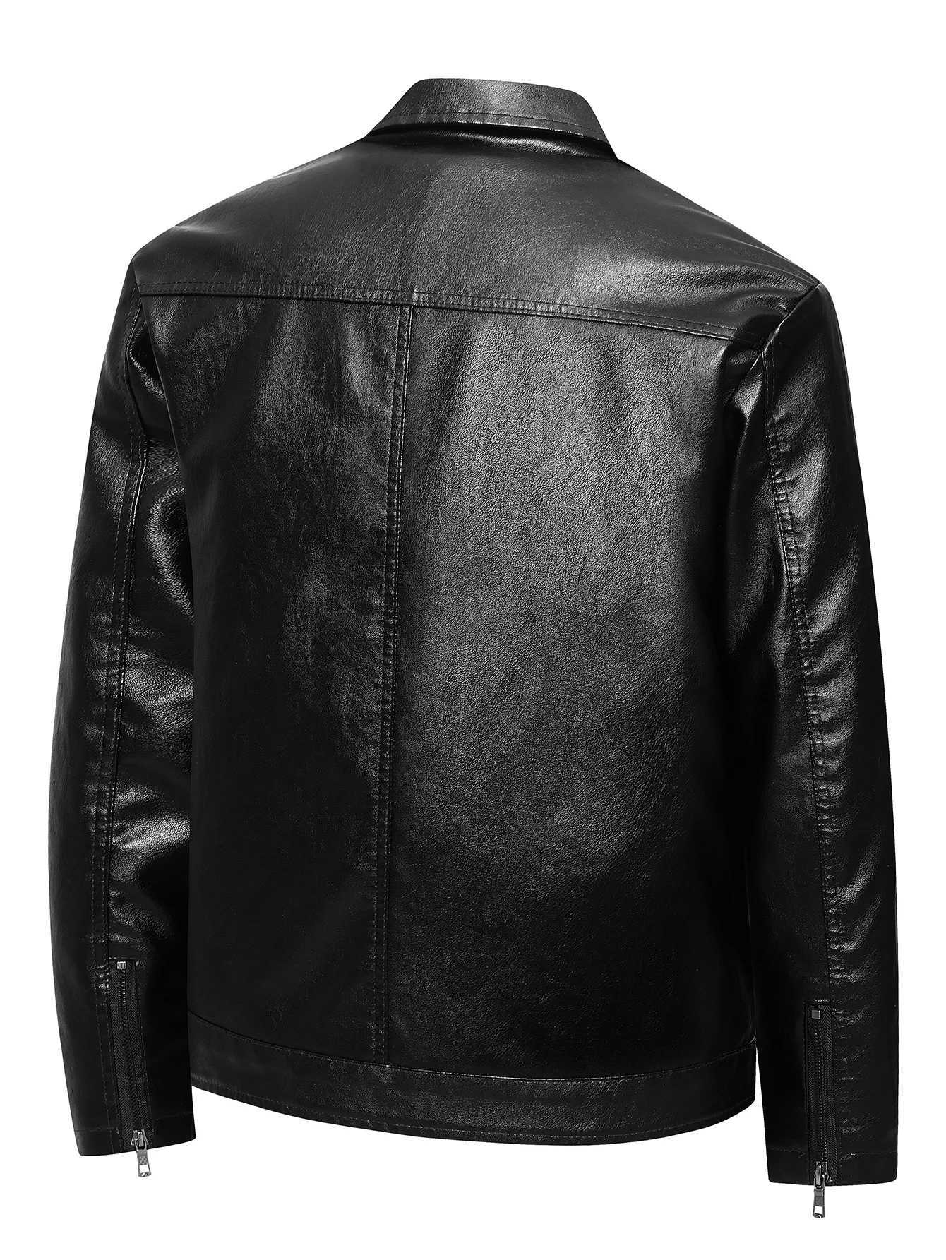 Mens Large Leather Jacket Fashion Collar PU Leather Motorcycle Slimming Cycling Coat New Men Waterproof Leather Jacket W251023
