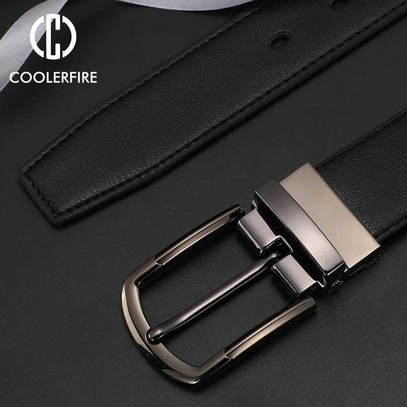 New Men Genuine Leather Belt 100cm 110cm 120cm 130cm 140cm 150cm Reversible Buckle Brown and Black Business Dress Belts for MenW251023