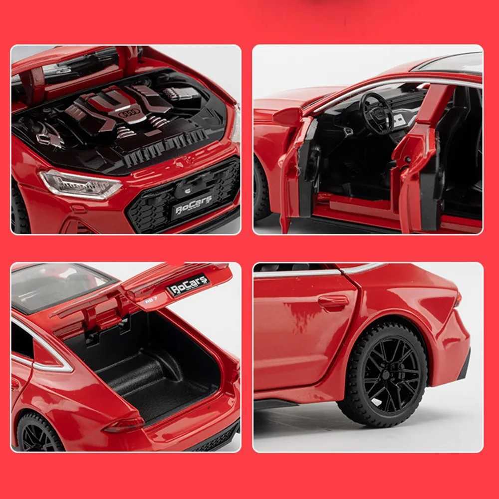 132 Scale RS7 Model Car Toy Alloy Diecast High Simulation with Sound and Light Pull Back Vehicles Toys for Kids Christmas GiftsT251023