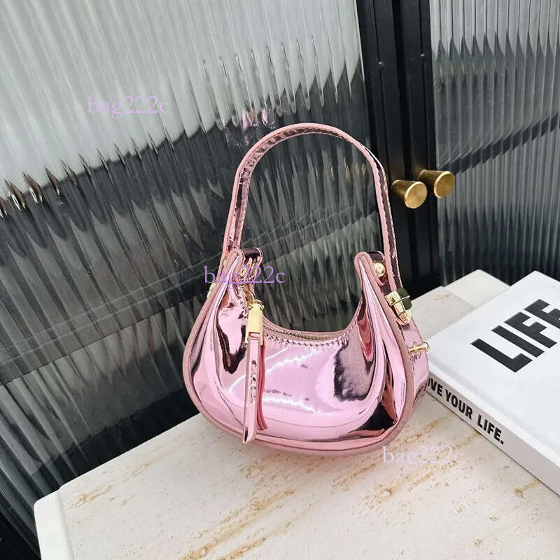 Glossy PU Solid Fashion Mini Half Moon Hand Compact Simple Sense Of Cute Children's Bags Designer New Style H6.25#26