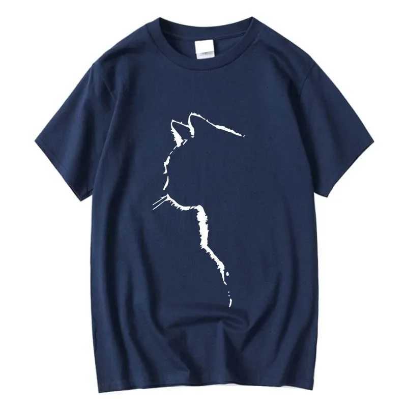 Mens Tshirt Top Quality 100 Cotton Short Sleeve Cool Cat Print Oneck Casual Loose Hip Hop for Men Summer Male Tee TopXJ251023