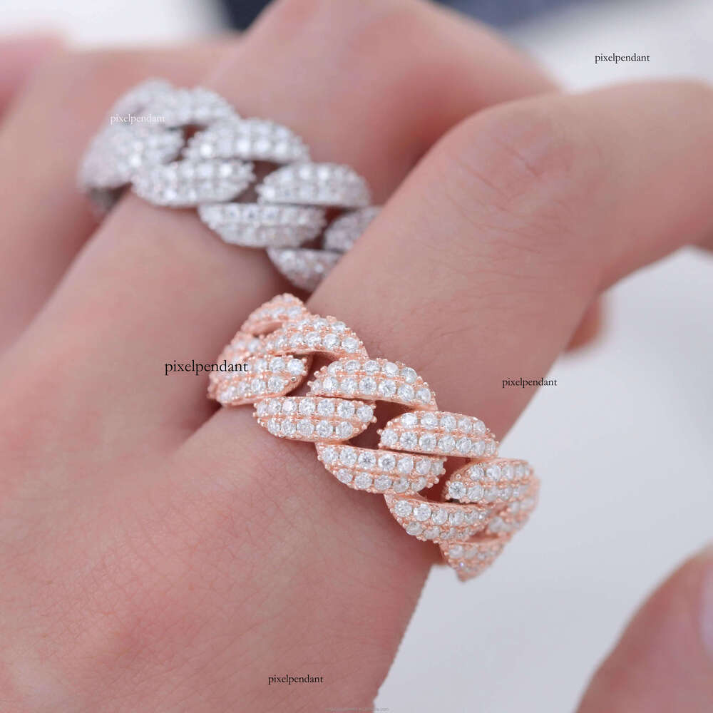 RTS Hiphop Dia Sterling Sier Gold Plated VVS Moissanite Ring Fine Jewelry Rings for Men Women A