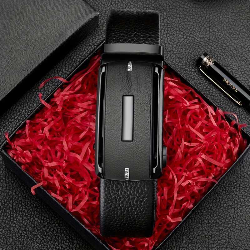 Mens Automatic Ratchet Belt with Alloy Buckle Leather Waist Straps for Business Belts for Men Plus Size 130 140 150 160 170cmXJ251023