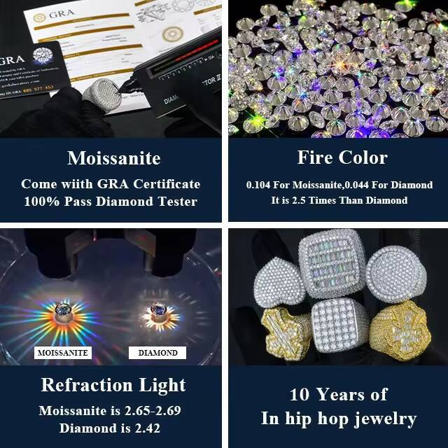 Queensun Hip Hop Champion Ring VVS S925 10K 18K Silver Moissanite Diamond Inlay Close Inlay Jewelry