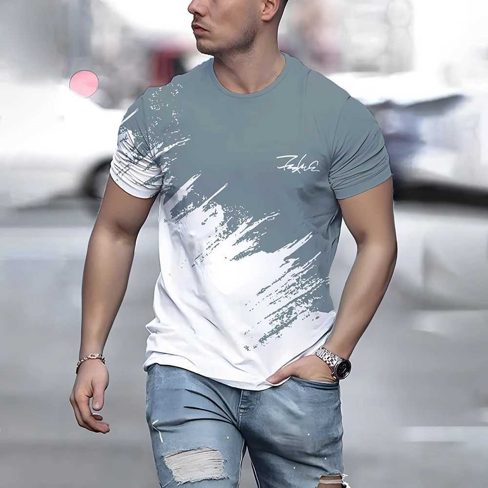 Hot selling summer mens balanced color letter print comfortable and breathable round neck Tshirt outdoor urban casual topXJ251023