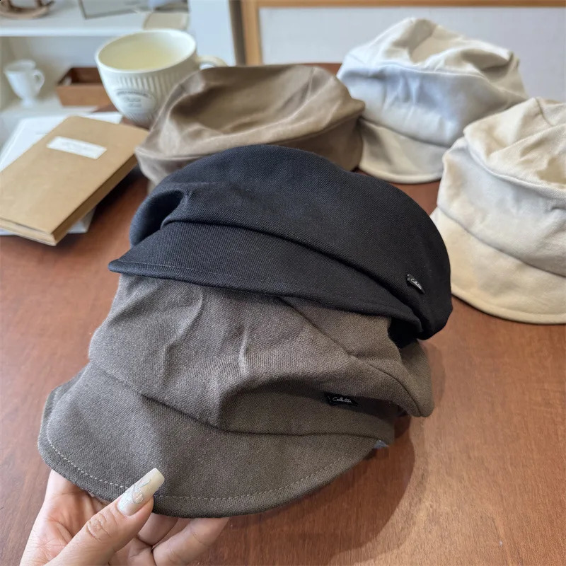 Retro Pleated Solid Color Beret womens Versatile Painter Hat Casual Cloud sboy Hat Cappello Gorras Planas 4m725 251021