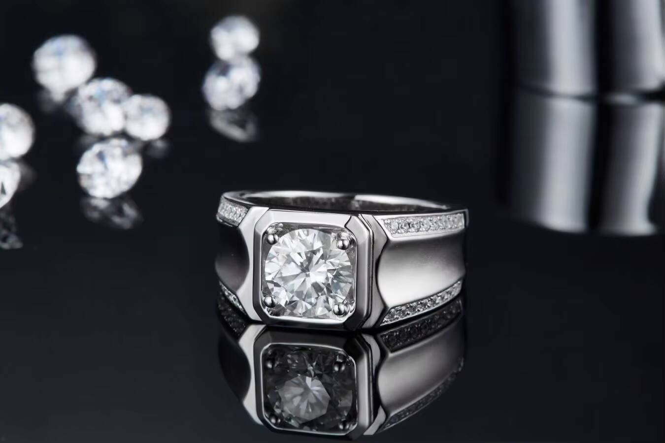 Wholesale Price Moissanite Rings Men Hip Hop Brilliant Cut Ring VVS Moissanite Diamond Inlaid Ring for Women