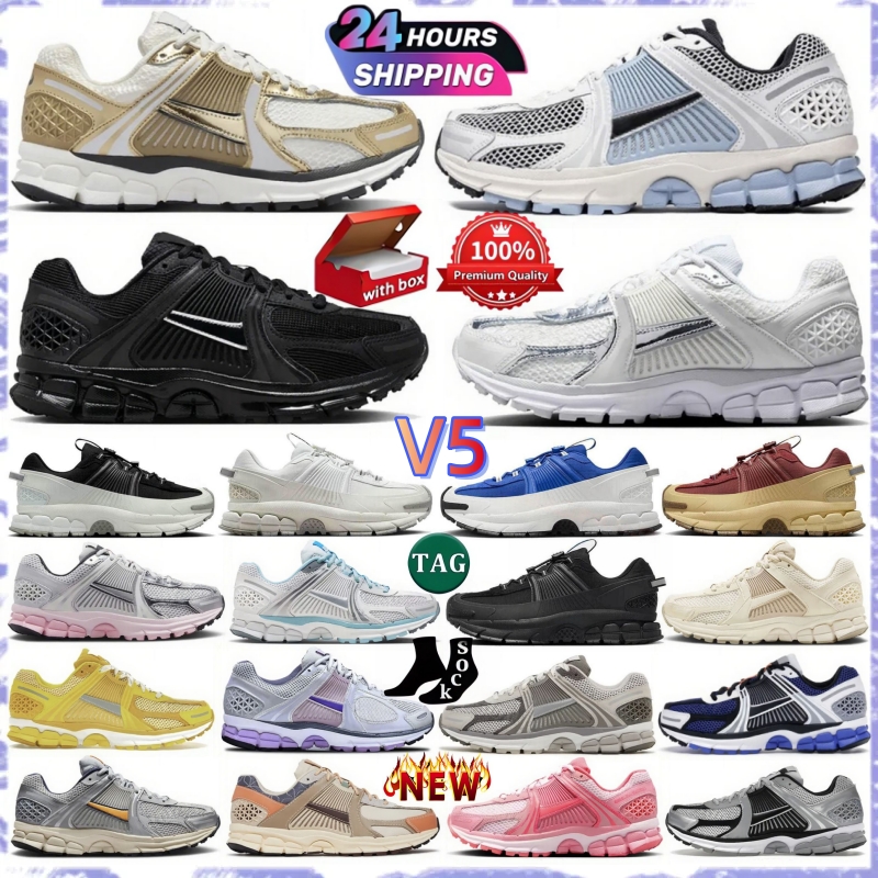 V5 with box Top Quality Designer Running Shoes 5 Roam Metallic Gold Photon Dust Pink Thunder Blue Triple Black Flax Vomeros Mens Women Flat Trainers Sneakers