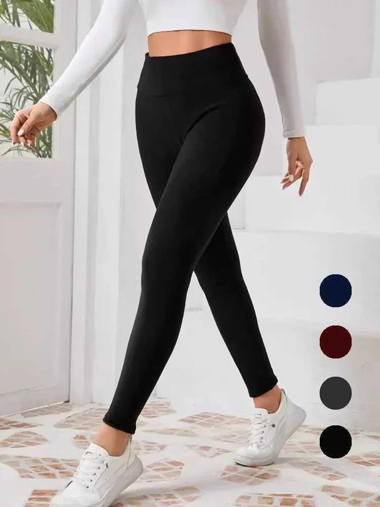 2024 Thick Warm Elastic Thermal Pocket Woman Pants Women Solid Color High Waist Leggings Cold Fashion Resistance Warm TrousersT251023