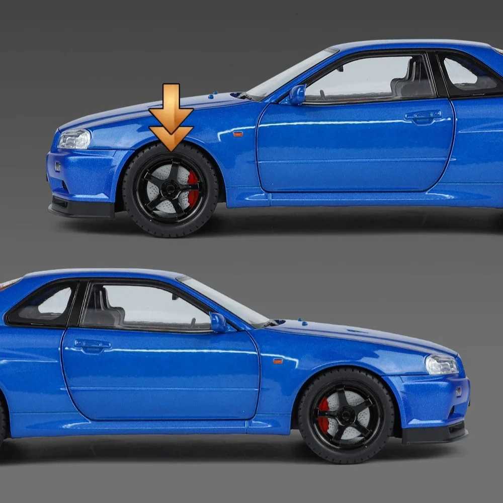 118 Skyline GTRR34 Alloy Model Car Diecast Metal Vehicle SoundLight Collectible Children Toy GiftsT251023