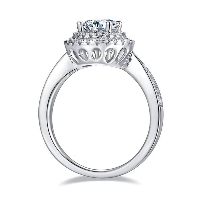 SMR96 Wholesale 925 Sterling Silver Wedding Engagement Rings Round 1CT Moissanite Ring for Women Rhodium Plated
