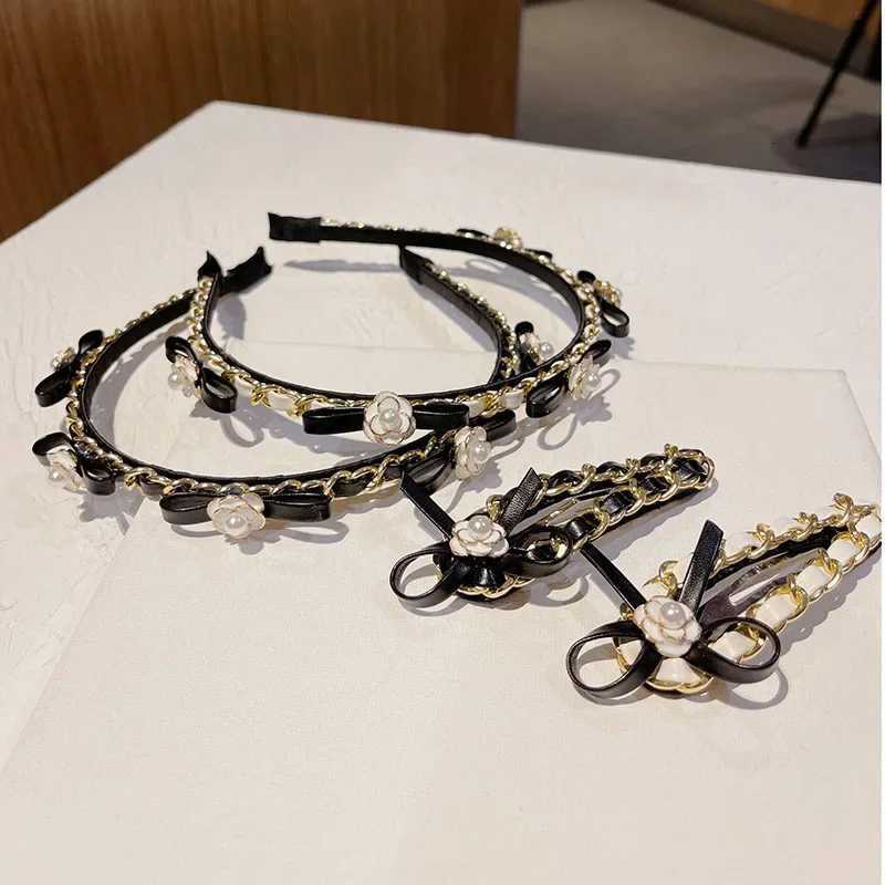 Luxury Jewelry Hairpin 2025 New Korean Vintage Leather Chain band Fine Style Heaear Wholes hair accories for girls Y251023