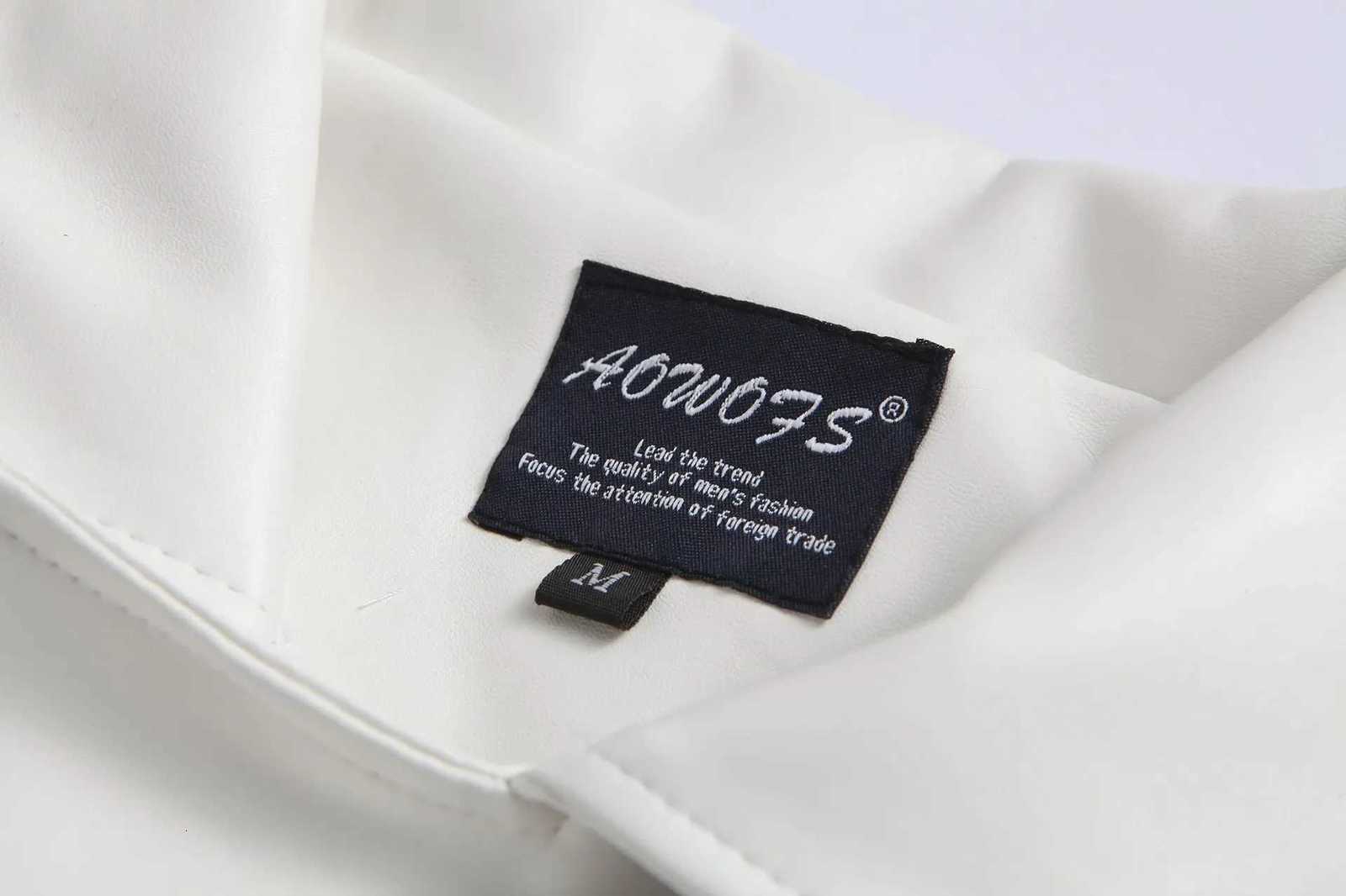 Casual Style Mens Biker Jacket Spring Autumn Slim Fit White Leather Coat Trendy Diagonal Zipper Korean Version Fake Leather W251023
