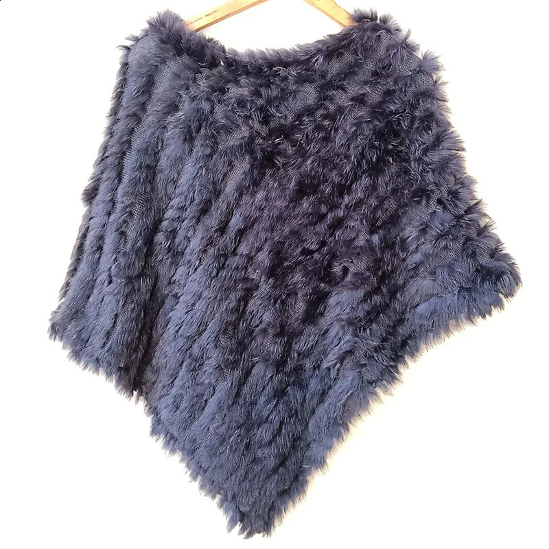 Spring Women Knitted Real Rabbit Fur Poncho Casual Female Autumn Winter Genuine Cape Fashion Short Shawl 251022