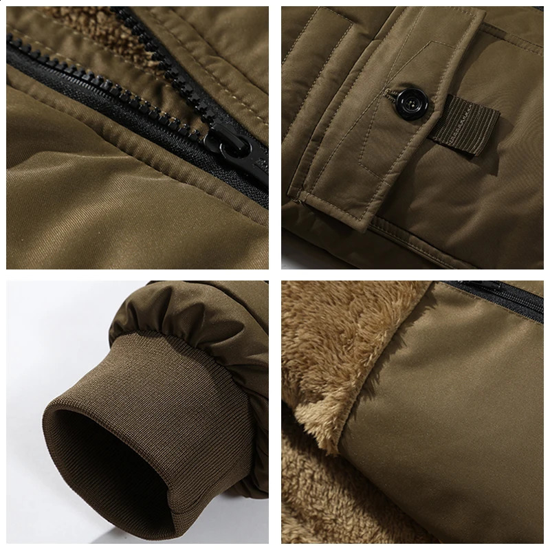 Thickening Man Parkas Outdoors Solid Windproof Removable Hat Jackets Winter Medium Long Styles Fleece Keep Warm Coats 251015