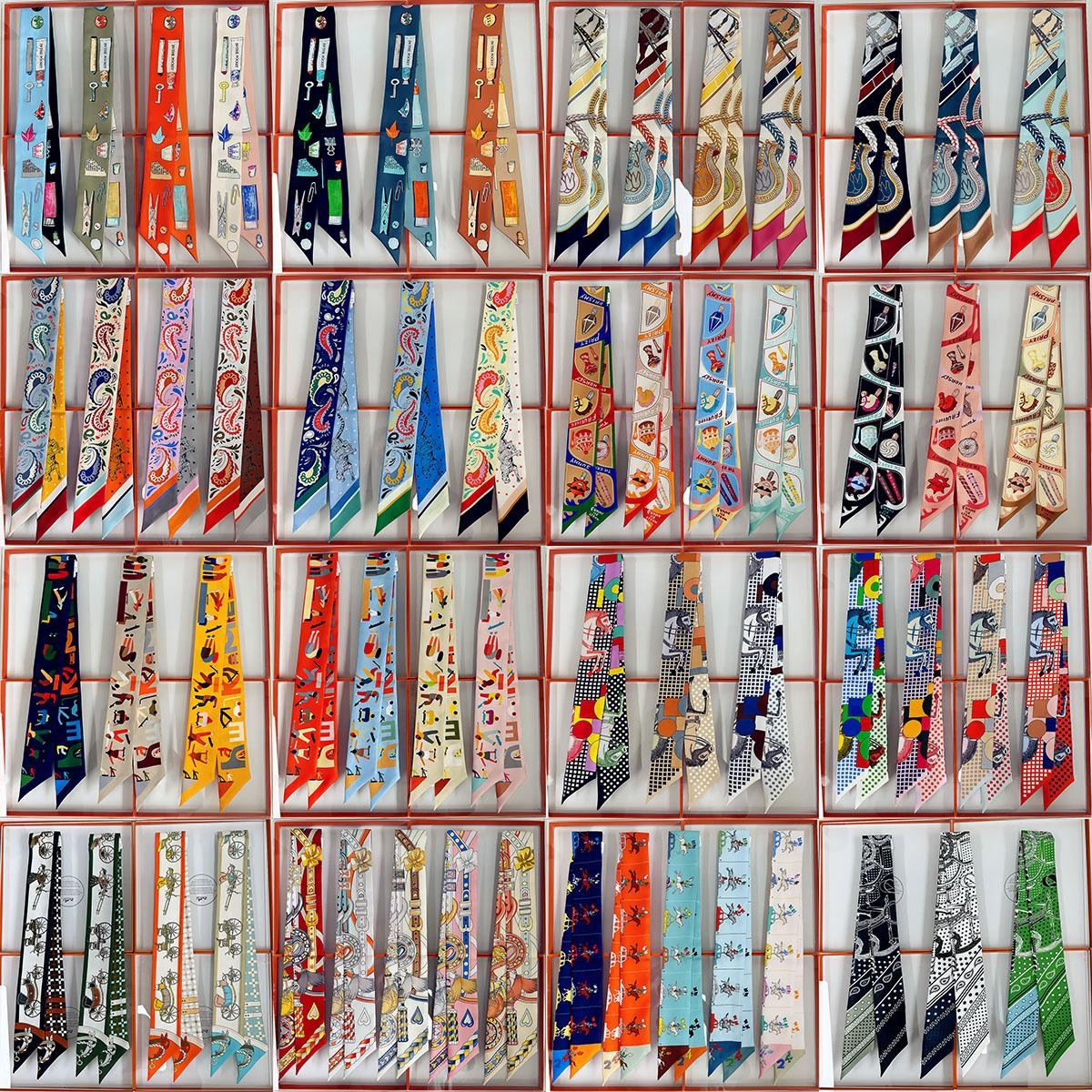 Mulberry H Silk Scarf Small Strip Thin Narrow Neckerchief Bag Strap Decorative Twilly Silk Scarf Ribbon Scarf All-Matching Female Af86e